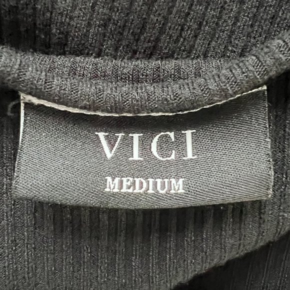 Vici Romper Womens Medium Black Ribbed Knit One Piece Shorts Comfy Minimalist - Picture 5 of 6